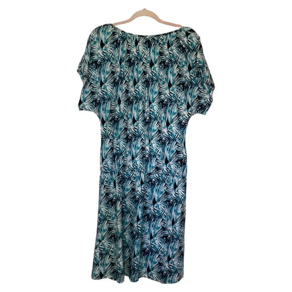 Kim Rogers Short Raglan Sleeve Tie Waist A-Line Dress Blue Black White Size XL - Picture 4 of 15